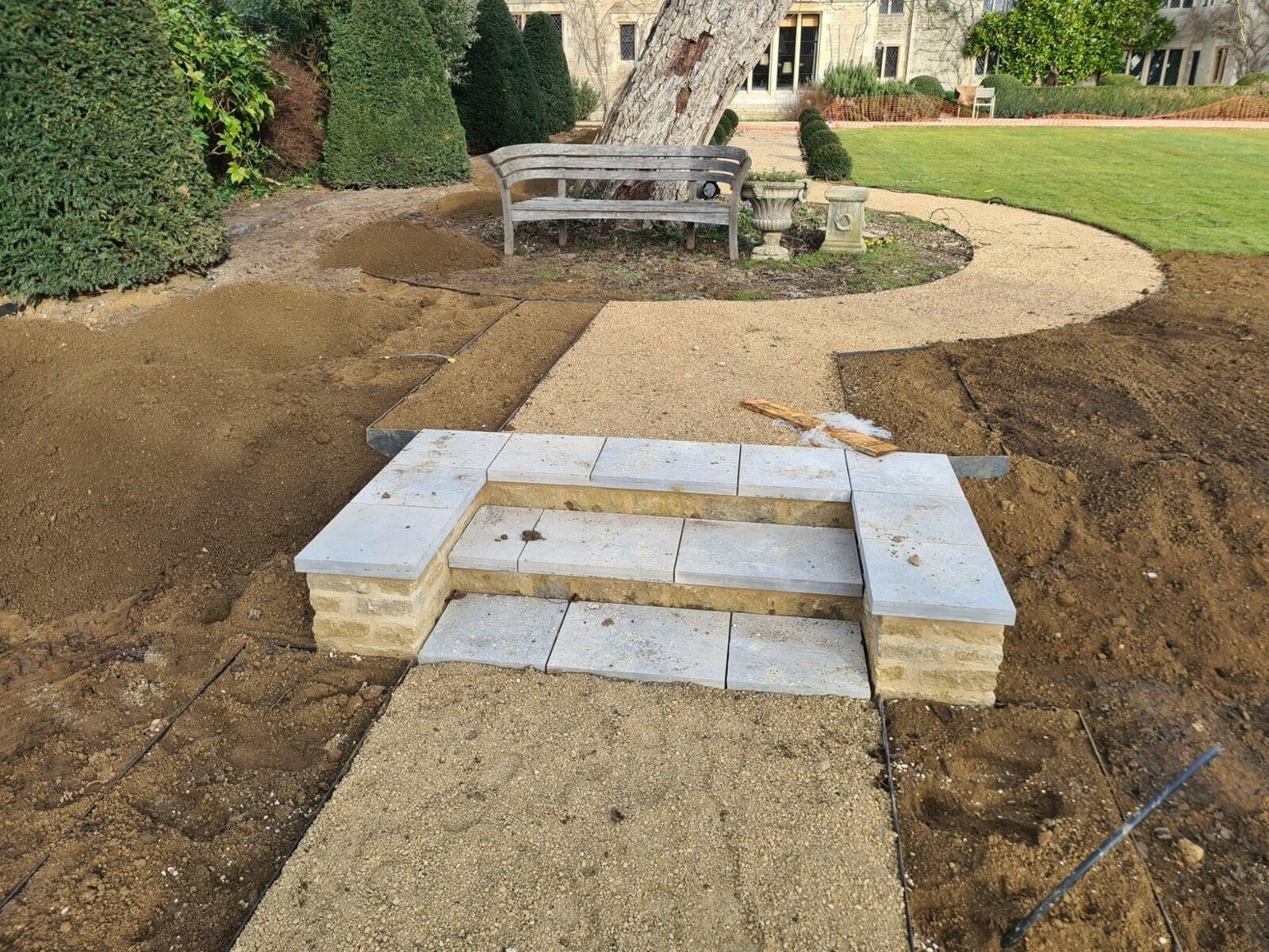 shrub beds with irrigation feed