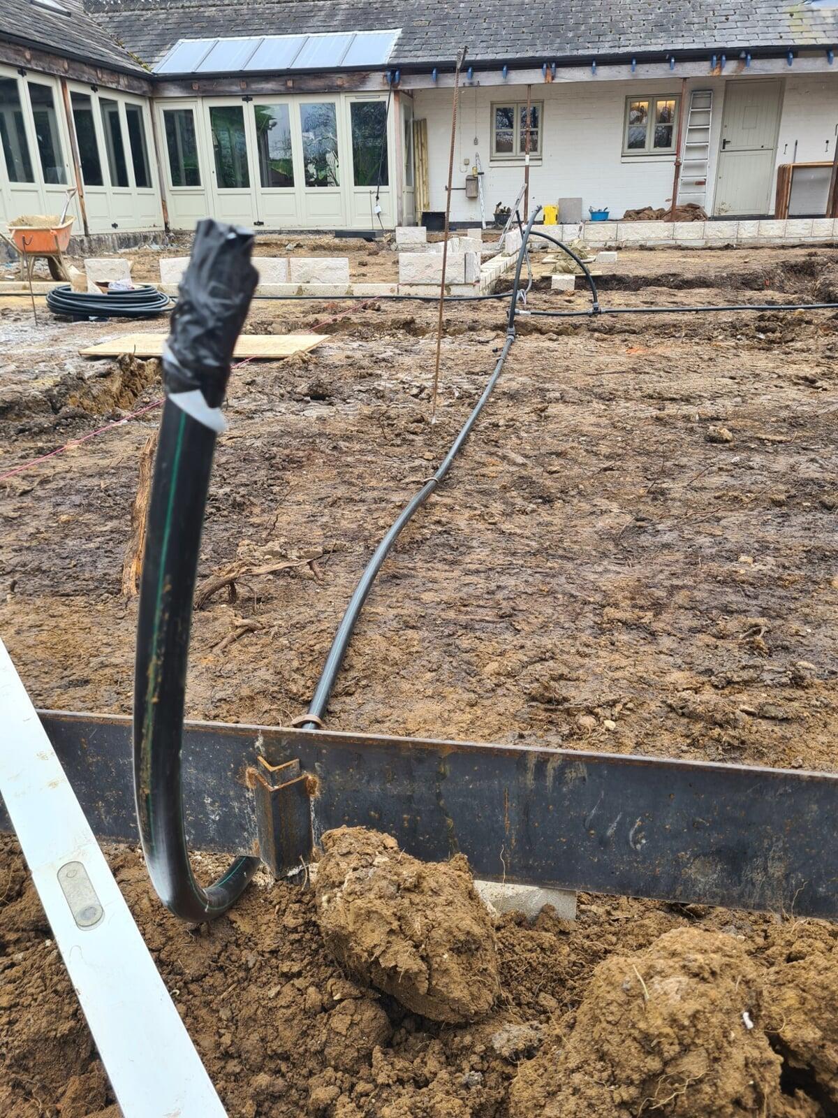 irrigation feed for flower bed