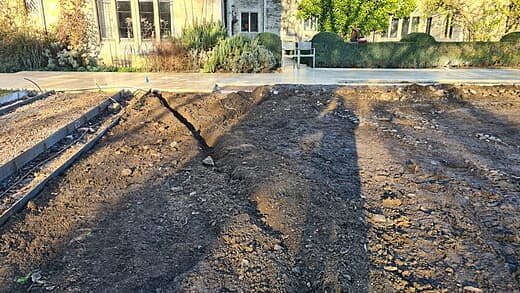 Trench in main lawn